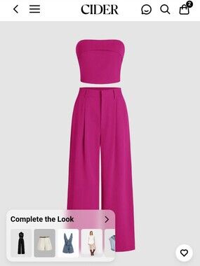 Cider Strapless Wide-Leg Set in Bright Fuchsia